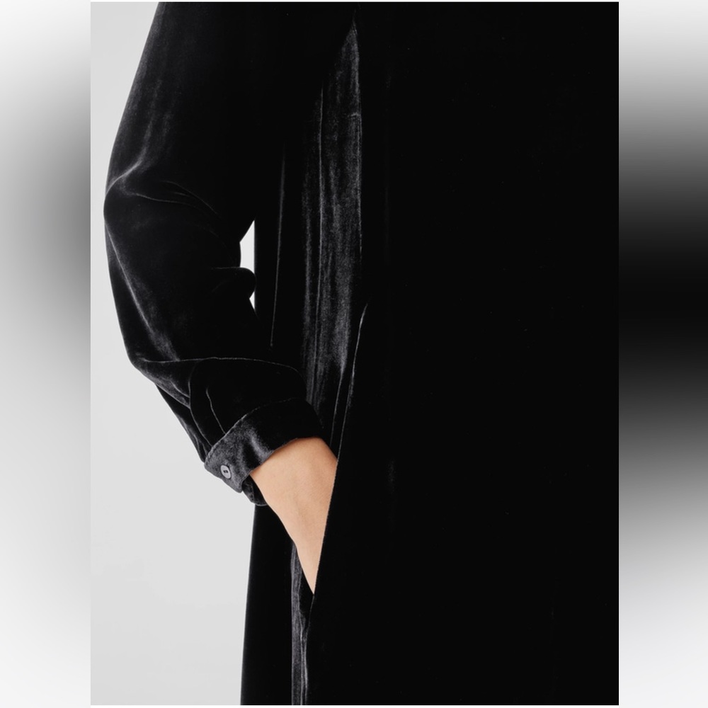 NWT EILEEN FISHER Velvet Crew Neck Dress - Picture 4 of 8